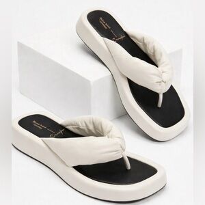 Black Suede Studio Caroline Square Toe Leather Puffer Sandals Anthropologie